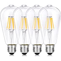 Wedna E27 6 W Bombilla decorativa LED con filamento- ST64 Blanco cálido Edison Bombillas- equivalente a 60 W- estilo…